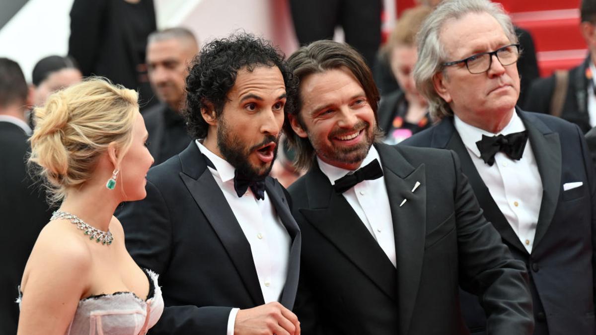 Maria Bakalova, Ali Abbasi, Sebastian Stan y Martin Donovan en la premiere de 'The Apprentice' en Cannes